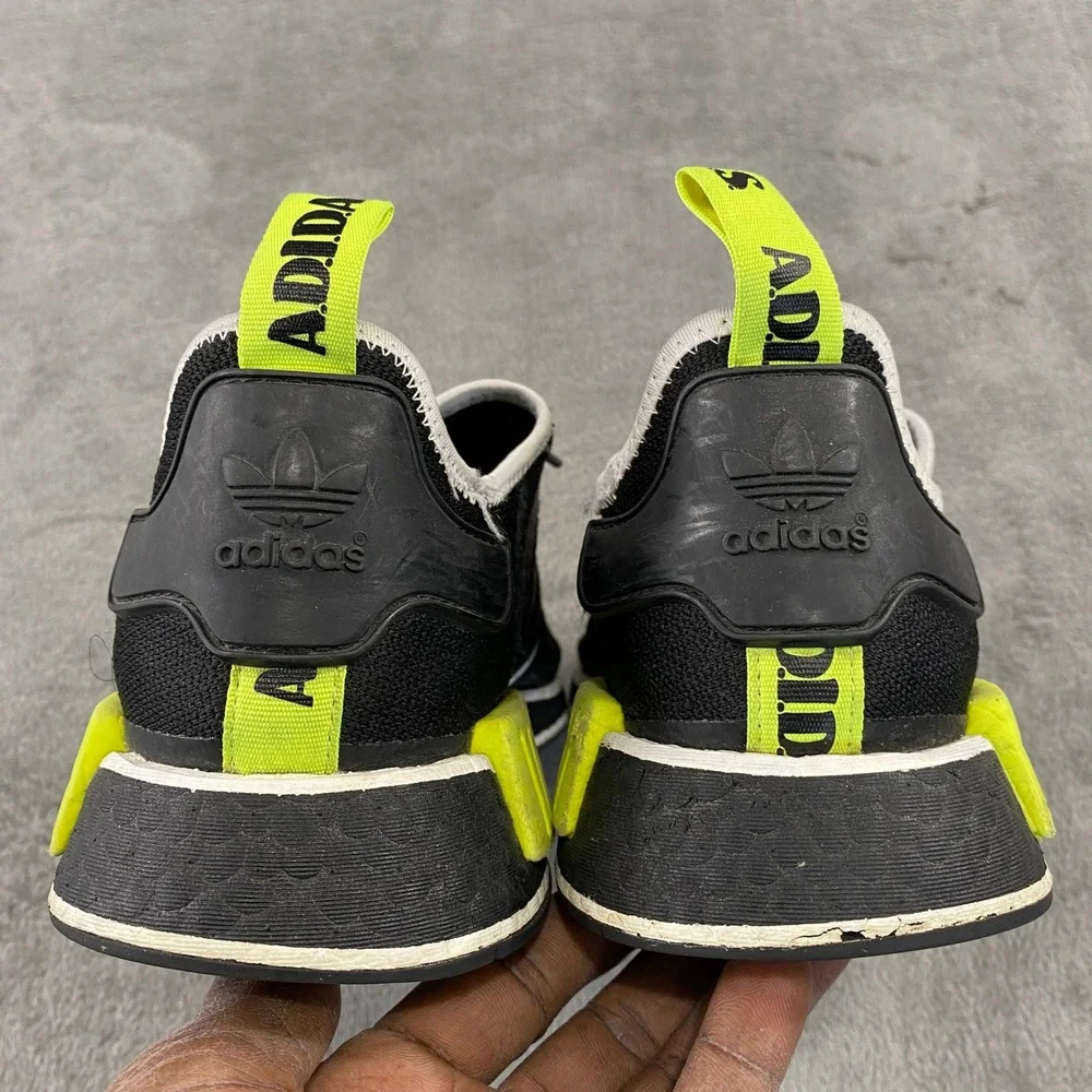 Adidas NMD R1 Black Neon‎ Yellow Mens Sz 12 GV7183 Shoes Sneakers